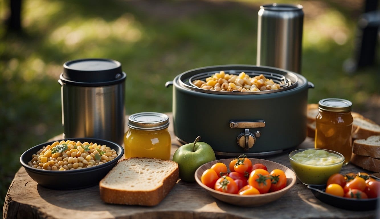 collection of common camping foods